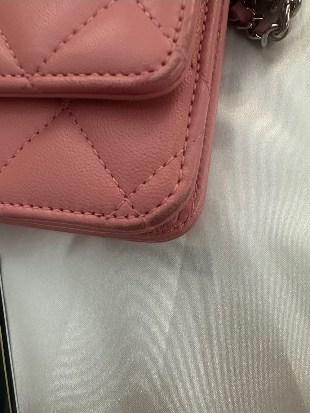 CHANEL Pink Quilted Leather Crossbody Wallet - Picture 13 of 16